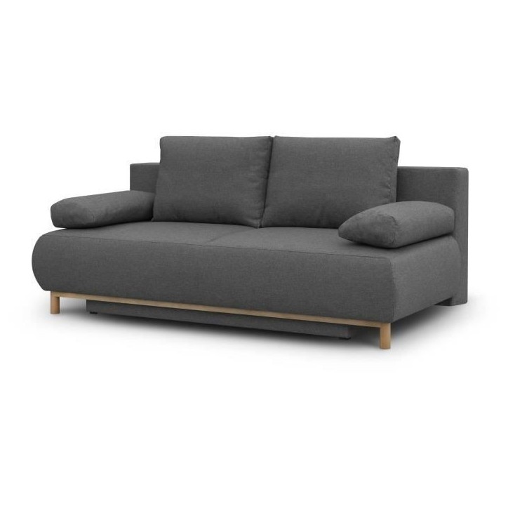 Banquette convertible 3 places MIKA - Tissu gris - Coffre de rangement - L 192 x H 84 x P 93 cm Banquette convertible 3 places MIKA - Tissu gris - Coffre de rangement - L 192 x H 84 x P 93 cm