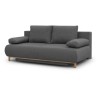Banquette convertible 3 places MIKA - Tissu gris - Coffre de rangement