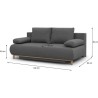 Banquette convertible 3 places MIKA - Tissu gris - Coffre de rangement