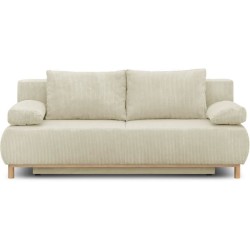 Banquette convertible 3 places MIKA - Velours côtelé Beige - Coffre