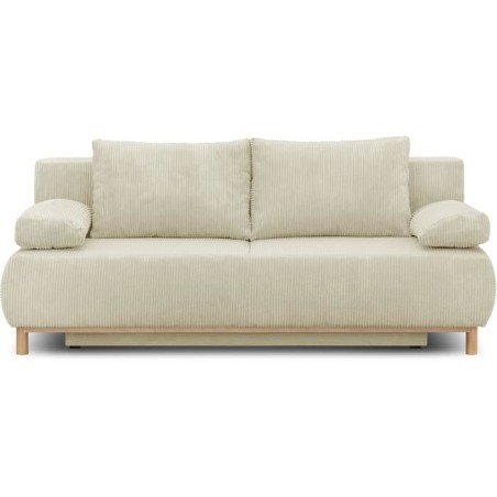 Banquette convertible 3 places MIKA - Velours côtelé Beige - Coffre