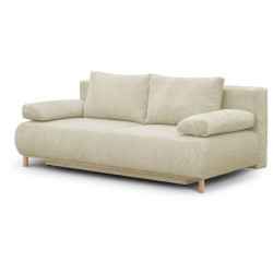 Banquette convertible 3 places MIKA - Velours côtelé Beige - Coffre