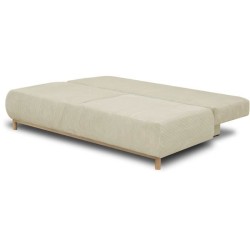 Banquette convertible 3 places MIKA - Velours côtelé Beige - Coffre
