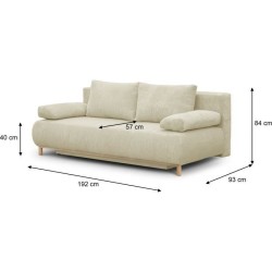 Banquette convertible 3 places MIKA - Velours côtelé Beige - Coffre