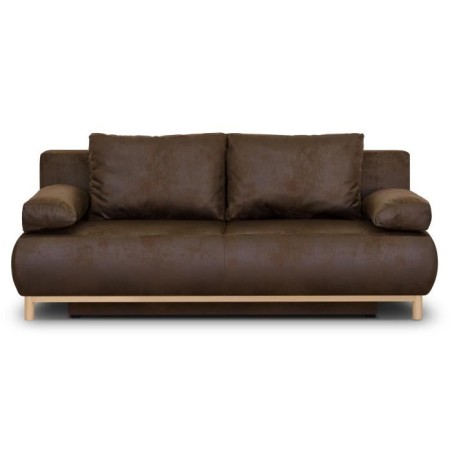 Canapé convertible - 3 places - MIKA - Tissu vintage cuir vieilli Mar
