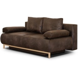 Canapé convertible - 3 places - MIKA - Tissu vintage cuir vieilli Mar