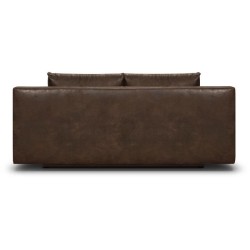 Canapé convertible - 3 places - MIKA - Tissu vintage cuir vieilli Mar
