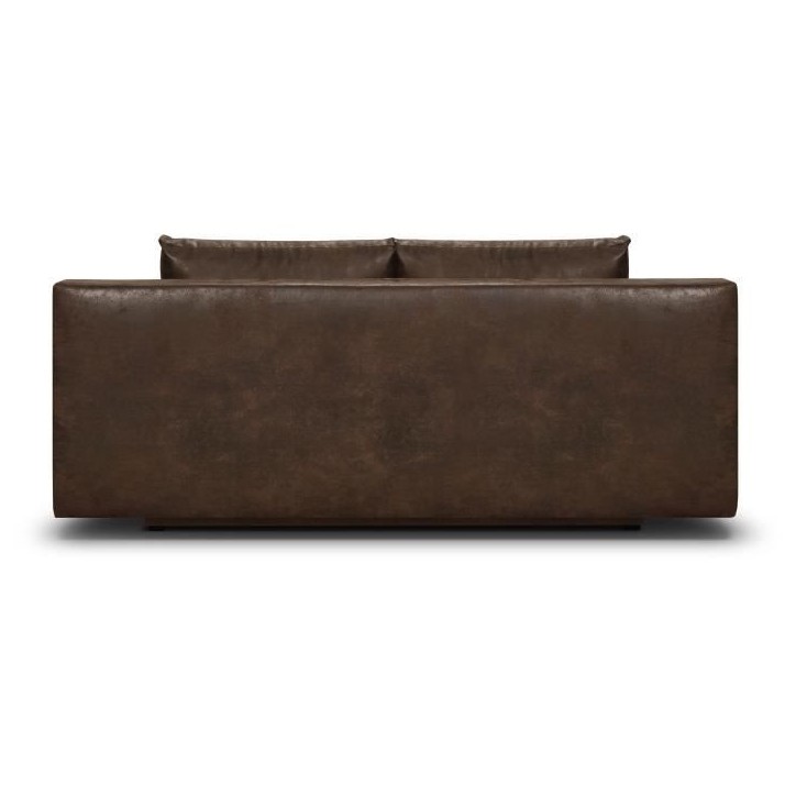 Canapé convertible - 3 places - MIKA - Tissu vintage cuir vieilli Marron foncé - Coffre - 192 x 84 x 93 cm Canapé convertible - 3 places - MIKA - Tissu vintage cuir vieilli Marron foncé - Coffre - 192 x 84 x 93 cm