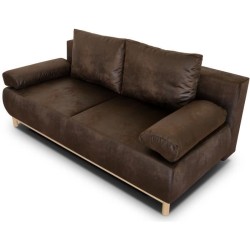 Canapé convertible - 3 places - MIKA - Tissu vintage cuir vieilli Mar