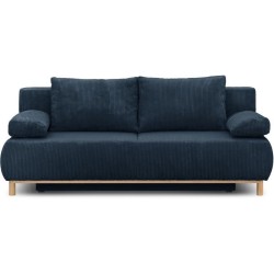 Banquette convertible 3 places MIKA - Velours côtelé bleu foncé - C