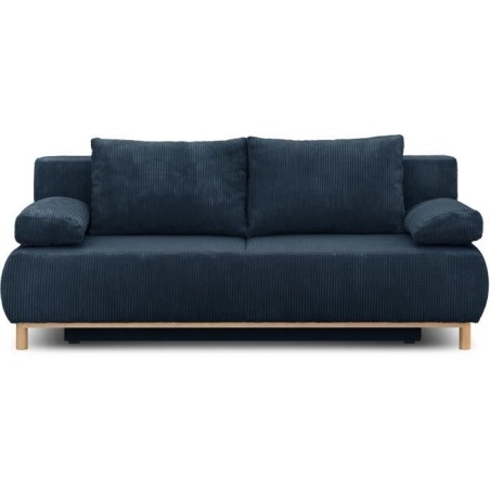 Banquette convertible 3 places MIKA - Velours côtelé bleu foncé - C