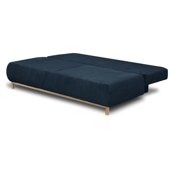 Banquette convertible 3 places MIKA - Velours côtelé bleu foncé - Coffre de rangement - L 192 x H 84 x P 93 cm Banquette convertible 3 places MIKA - Velours côtelé bleu foncé - Coffre de rangement - L 192 x H 84 x P 93 cm