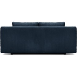Banquette convertible 3 places MIKA - Velours côtelé bleu foncé - C