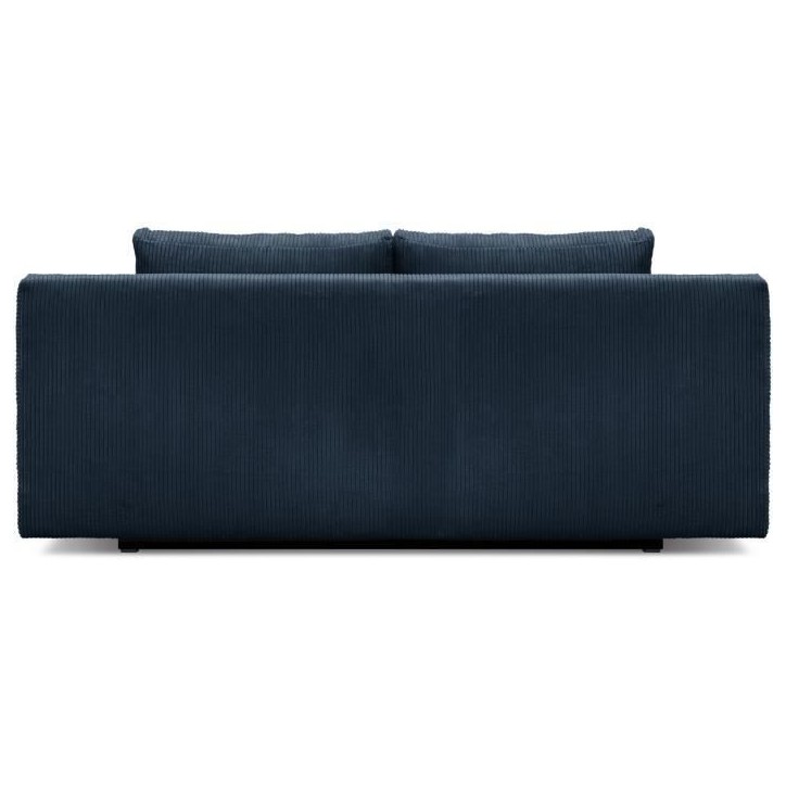 Banquette convertible 3 places MIKA - Velours côtelé bleu foncé - Coffre de rangement - L 192 x H 84 x P 93 cm Banquette convertible 3 places MIKA - Velours côtelé bleu foncé - Coffre de rangement - L 192 x H 84 x P 93 cm