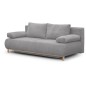 Banquette convertible 3 places MIKA - Velours côtelé gris clair - Coffre de rangement - L 192 x H 84 x P 93 cm