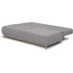 Banquette convertible 3 places MIKA - Velours côtelé gris clair - Co