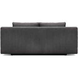 Banquette convertible 3 places MIKA - Velours côtelé gris foncé - C