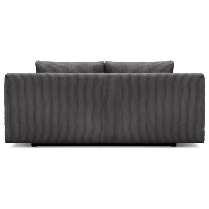 Banquette convertible 3 places MIKA - Velours côtelé gris foncé - Coffre de rangement - L 192 x H 84 x P 93 cm