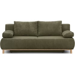 Banquette convertible 3 places MIKA - Velours côtelé vert kaki - Cof