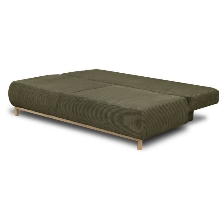 Banquette convertible 3 places MIKA - Velours côtelé vert kaki - Coffre de rangement - L 192 x H 84 x P 93 cm Banquette convertible 3 places MIKA - Velours côtelé vert kaki - Coffre de rangement - L 192 x H 84 x P 93 cm