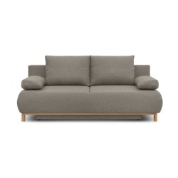 Banquette convertible 3 places MIKA - Tissu beige - Coffre de rangemen
