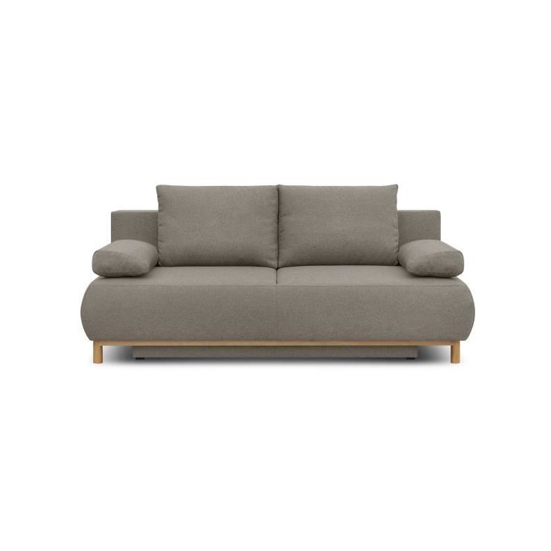 Banquette convertible 3 places MIKA - Tissu beige - Coffre de rangemen Banquette convertible 3 places MIKA - Tissu beige - Coffre de rangemen
