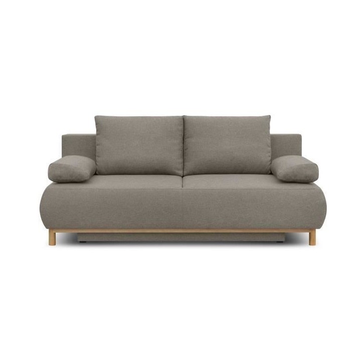 Banquette convertible 3 places MIKA - Tissu beige - Coffre de rangement - L 192 x H 84 x P 93 cm Banquette convertible 3 places MIKA - Tissu beige - Coffre de rangement - L 192 x H 84 x P 93 cm