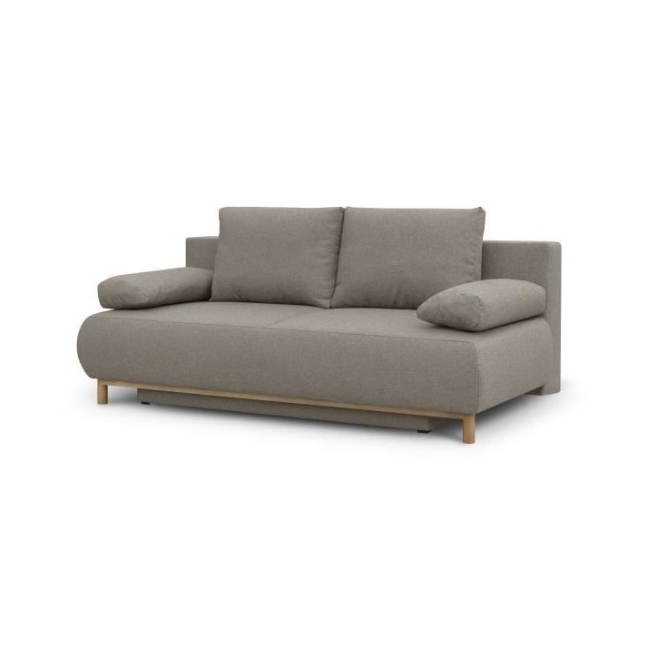 Banquette convertible 3 places MIKA - Tissu beige - Coffre de rangement - L 192 x H 84 x P 93 cm Banquette convertible 3 places MIKA - Tissu beige - Coffre de rangement - L 192 x H 84 x P 93 cm