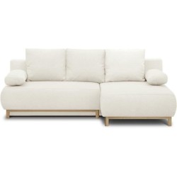 Canapé d'angle droit convertible - 3 places - MIKA - Tissu bouclettes