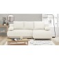 Canapé d'angle droit convertible - 3 places - MIKA - Tissu bouclettes écru - Coffre de rangement - 192 x 84 x 93 cm