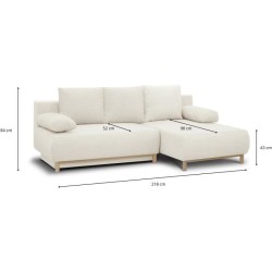 Canapé d'angle droit convertible - 3 places - MIKA - Tissu bouclettes