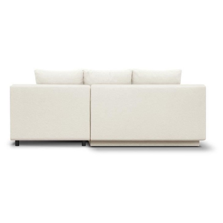 Canapé d'angle droit convertible - 3 places - MIKA - Tissu bouclettes écru - Coffre de rangement - 192 x 84 x 93 cm Canapé d'angle droit convertible - 3 places - MIKA - Tissu bouclettes écru - Coffre de rangement - 192 x 84 x 93 cm