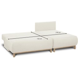 Canapé d'angle droit convertible - 3 places - MIKA - Tissu bouclettes