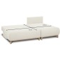 Canapé d'angle droit convertible - 3 places - MIKA - Tissu bouclettes écru - Coffre de rangement - 192 x 84 x 93 cm