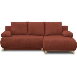 Canapé d'angle droit convertible - 3 places - MIKA - Tissu velours c