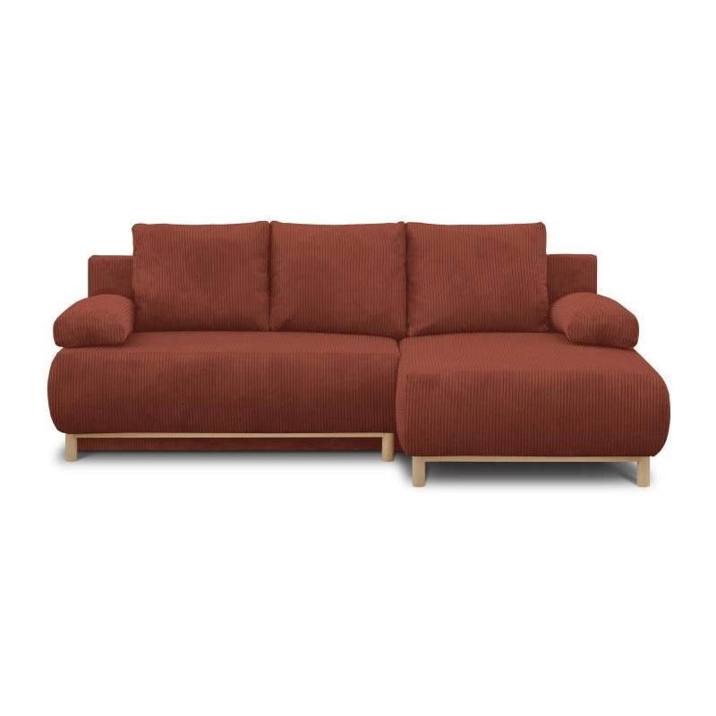 Canapé d'angle droit convertible - 3 places - MIKA - Tissu velours c Canapé d'angle droit convertible - 3 places - MIKA - Tissu velours c