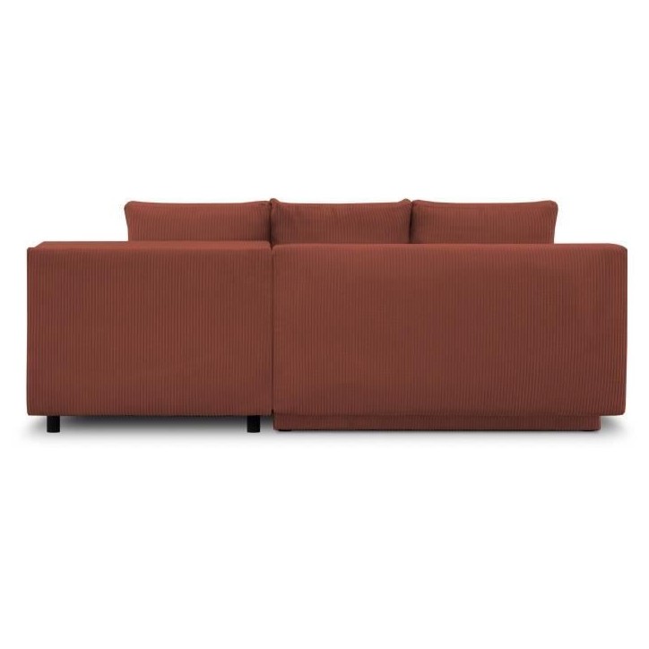 Canapé d'angle droit convertible - 3 places - MIKA - Tissu velours côtelé rouille - Coffre de rangement - 192 x 84 x 93 cm Canapé d'angle droit convertible - 3 places - MIKA - Tissu velours côtelé rouille - Coffre de rangement - 192 x 84 x 93 cm