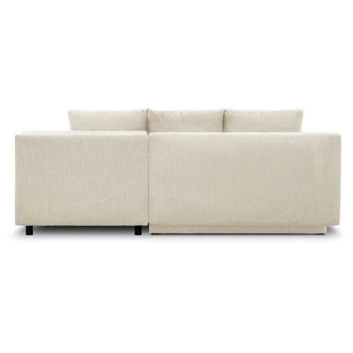 Canapé d'angle droit convertible MIKA 3 places - Velours côtelé beige - Coffre de rangement - L218 x P98/145 x H84 cm Canapé d'angle droit convertible MIKA 3 places - Velours côtelé beige - Coffre de rangement - L218 x P98/145 x H84 cm