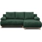 Canapé d'angle droite convertible - 3 places - MIKA - Tissu velours côtelé vert foncé - Coffre de rangement - 192 x 84 x 93