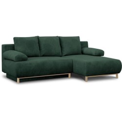 Canapé d'angle droite convertible - 3 places - MIKA - Tissu velours c