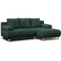Canapé d'angle droite convertible - 3 places - MIKA - Tissu velours côtelé vert foncé - Coffre de rangement - 192 x 84 x 93