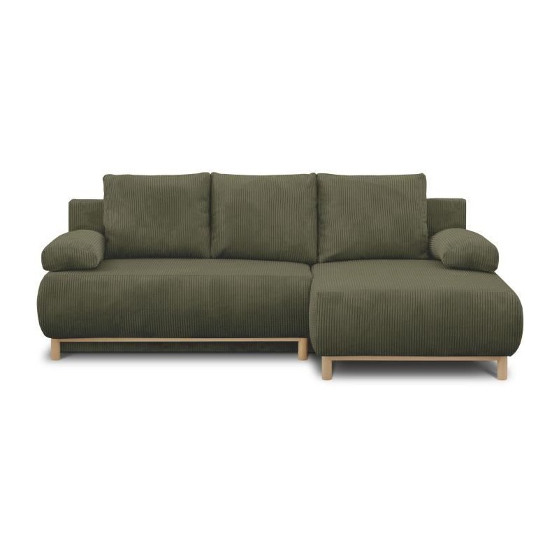 Canapé d'angle droit convertible - 3 places - MIKA - Tissu velours c Canapé d'angle droit convertible - 3 places - MIKA - Tissu velours c