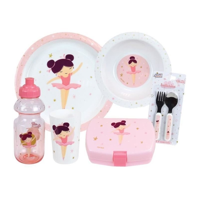 BALLERINE - Lot vaisselle pour enfant avec verre, assiette creuse, ass BALLERINE - Lot vaisselle pour enfant avec verre, assiette creuse, ass