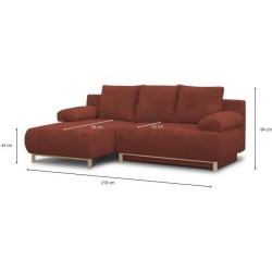 Canapé d'angle gauche convertible - 3 places - MIKA - Tissu velours c