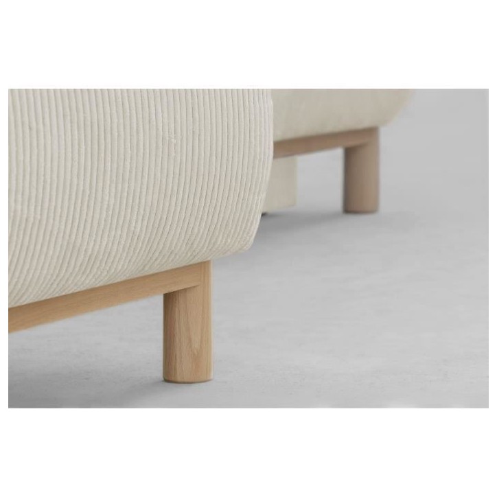 Canapé d'angle gauche convertible MIKA 3 places - Velours côtelé beige - Coffre de rangement - L218 x P98/145 x H84 cm Canapé d'angle gauche convertible MIKA 3 places - Velours côtelé beige - Coffre de rangement - L218 x P98/145 x H84 cm