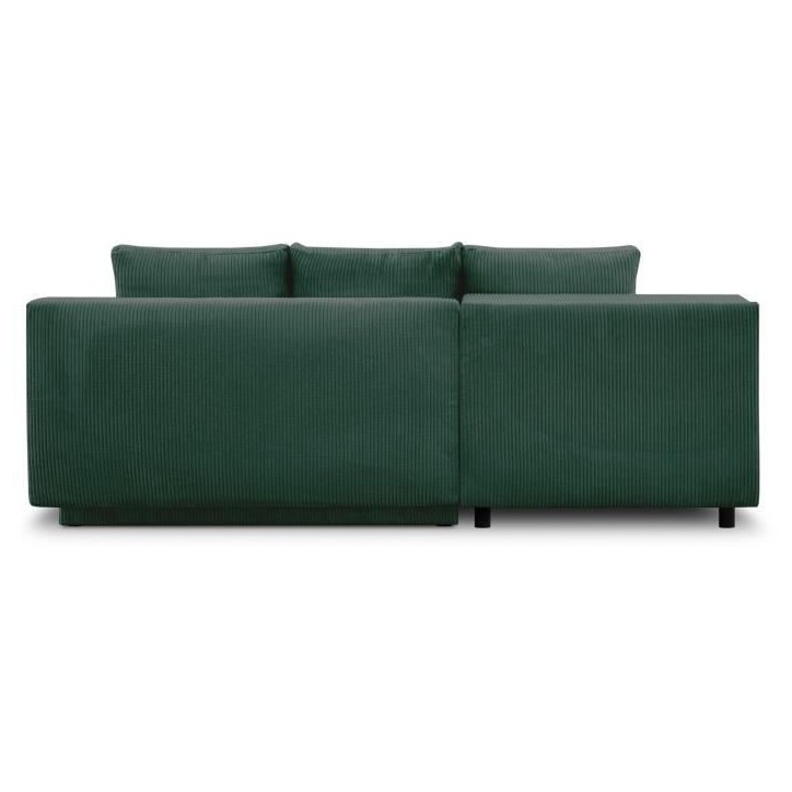 Canapé d'angle gauche convertible - 3 places - MIKA - Tissu velours côtelé vert foncé - Coffre de rangement - 192 x 84 x 93 Canapé d'angle gauche convertible - 3 places - MIKA - Tissu velours côtelé vert foncé - Coffre de rangement - 192 x 84 x 93