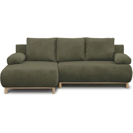Canapé d'angle gauche convertible - 3 places - MIKA - Tissu velours c