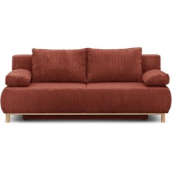 Banquette convertible 3 places MIKA - Velours côtelé Terracotta - Co