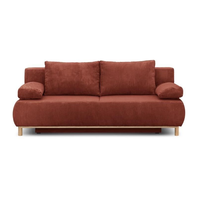 Banquette convertible 3 places MIKA - Velours côtelé Terracotta - Co Banquette convertible 3 places MIKA - Velours côtelé Terracotta - Co