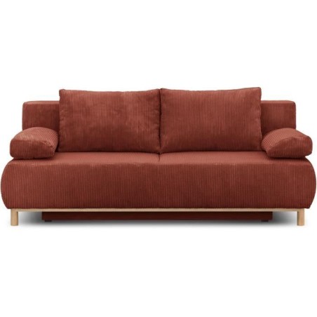 Banquette convertible 3 places MIKA - Velours côtelé Terracotta - Co
